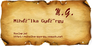 Mihálka György névjegykártya